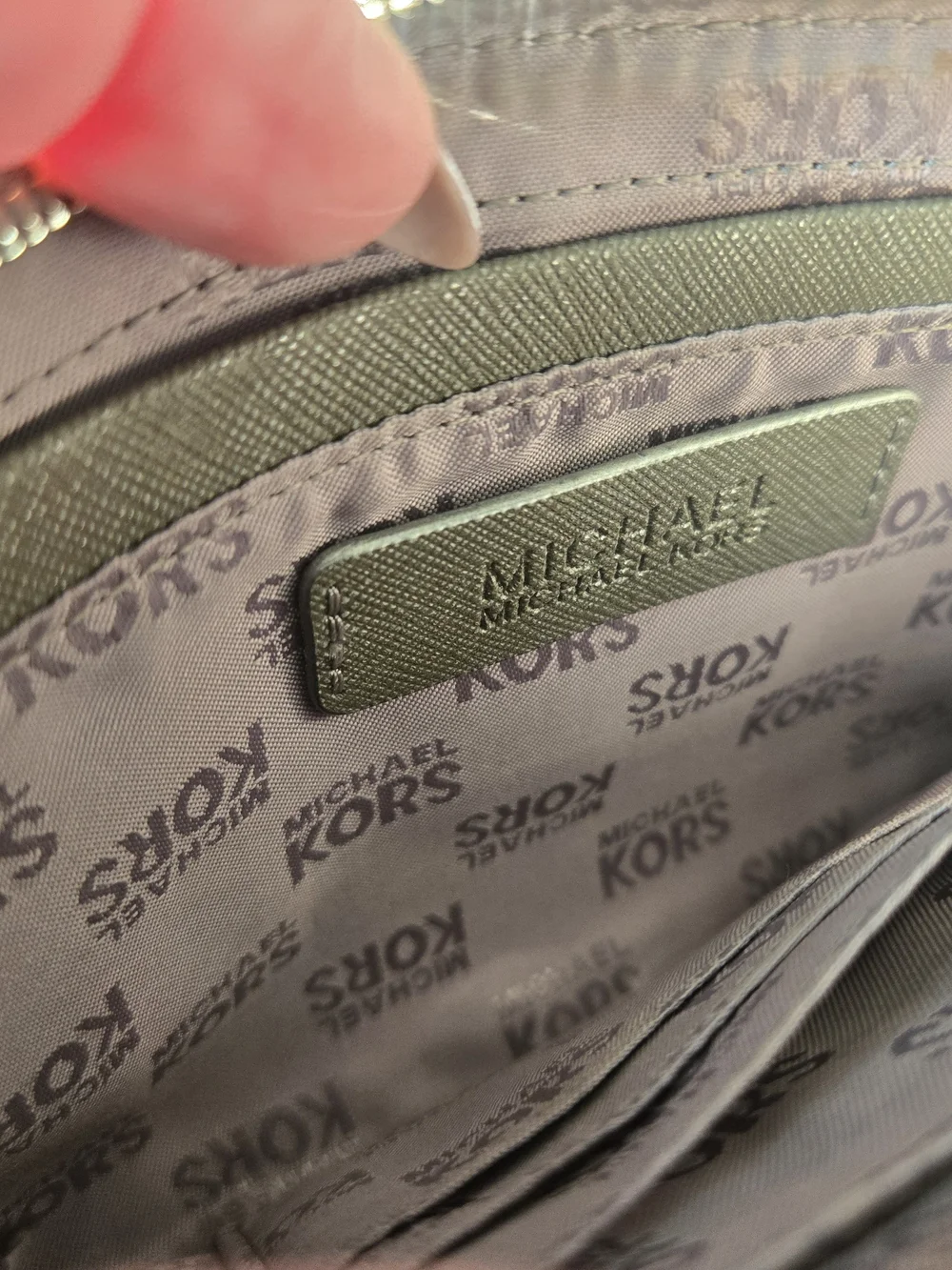 Michael Kors Metalic Silver Logo-Print Wristlet